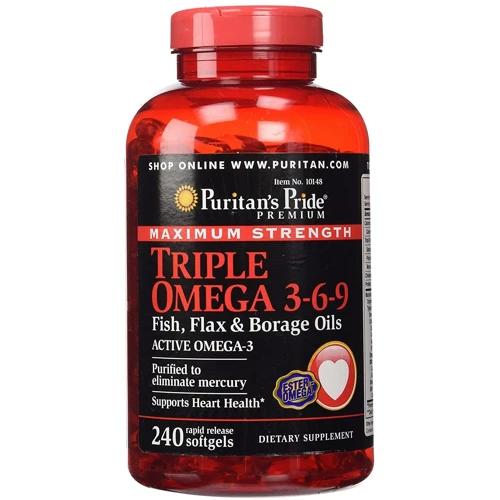 Puritan's Pride Maximum Strength Triple Omega 3-6-9 Fish, Flax & Borage Oils 240 caps