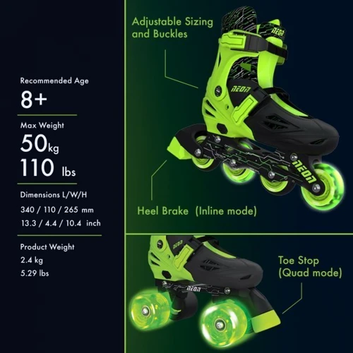Ролики Neon Combo Skates салатові 30-33 (NT09G4) фото 15