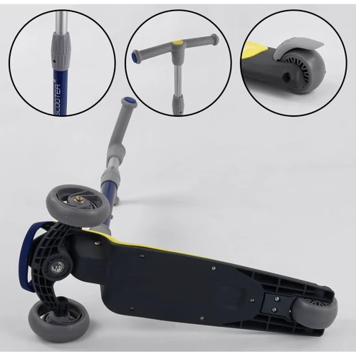 Самокат триколісний Best Scooter складаний алюмінієвий кермо, 3 колеса PU зі світлом Black / Yellow (102033): Максимальне допустиме навантаження, кг 60