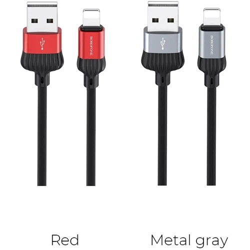 Кабель Borofone USB Cable to Lightning Dignity 1m Metalgray (BX28): Тип USB-C - Lightning