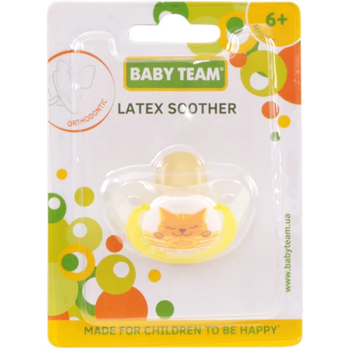 Пустушка латексна Baby Team ортодонтическая, 1шт. 6 + (3202 жабка): Вік старше 6 місяців