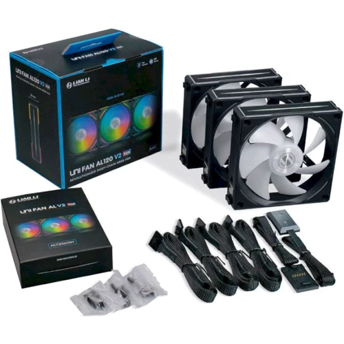 Кулер Lian Li Uni Fan AL 120 V2 3-pack Black (G99.12ALV23B.00): Количество вентиляторов, шт 3