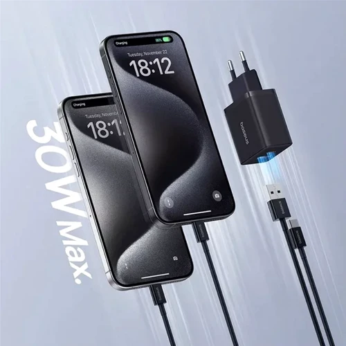 Зарядний пристрій Baseus Wall Charger Cube USB-C+USB 30W Black (P10111404113-00) фото 9