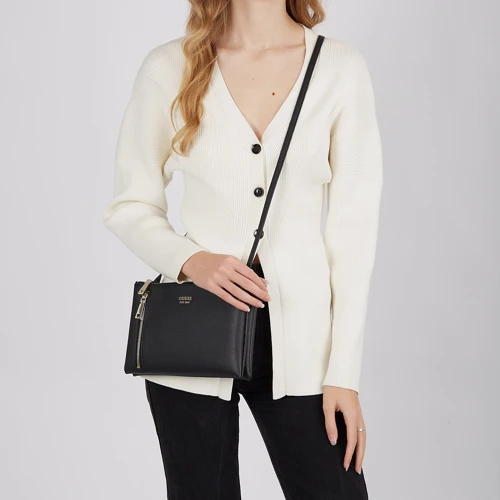 Женская сумка через плечо Guess Naya Double Zip Crossbody черная (HWVG7881700-BLA): Фактура Матовая, Зернистая