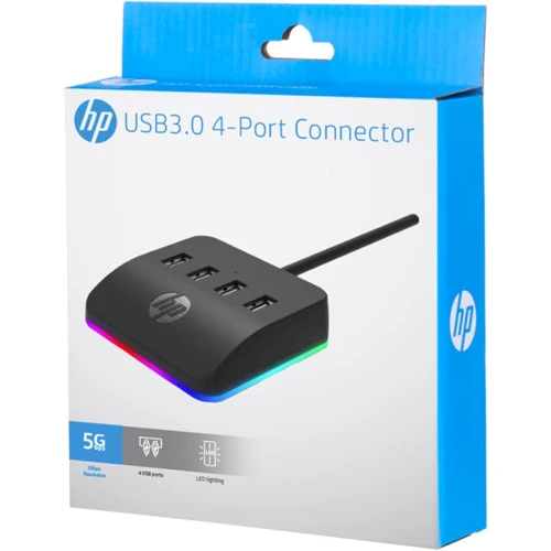 Адаптер HP Adapter USB to 4xUSB3.0 RGB Black (DHC-CT120): Интерфейс подключения USB 3.0