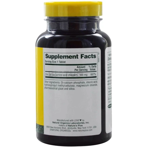 Nature's Plus Mega Zinc 100 mg 90 Tabs Мега Цинк: Тип цинк