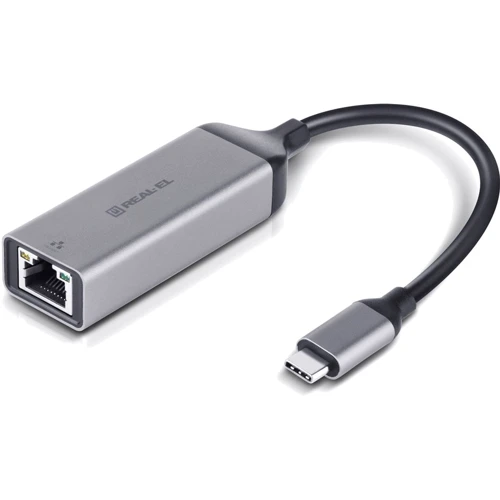 Адаптер REAL-EL Adapter USB-C to RJ45 CE-150 Space Grey (EL123110004): Цвет серый