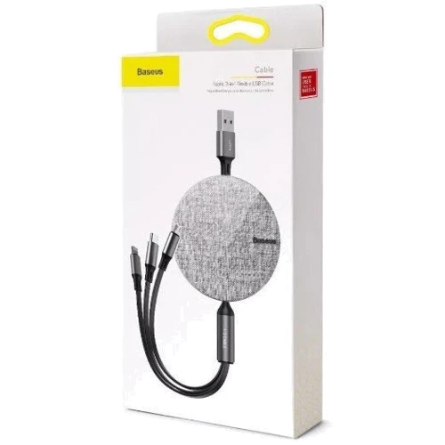 Кабель Baseus USB Cable to Lightning/microUSB/USB-C Fabric Flexible 3.5A 1.2m Gray/Black (CAMLT-BYG1) фото 3