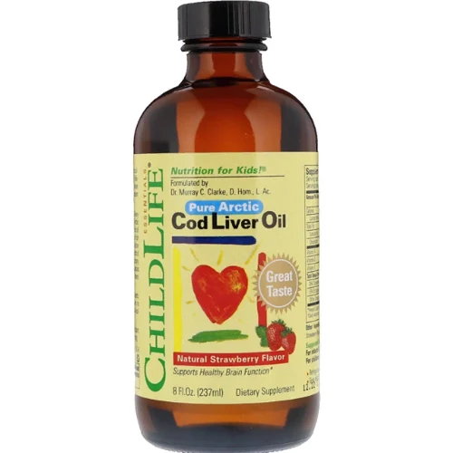 ChildLife, Cod Liver Oil, Natural Strawberry Flavor, 8 fl oz (237 ml) (CDL10500)
