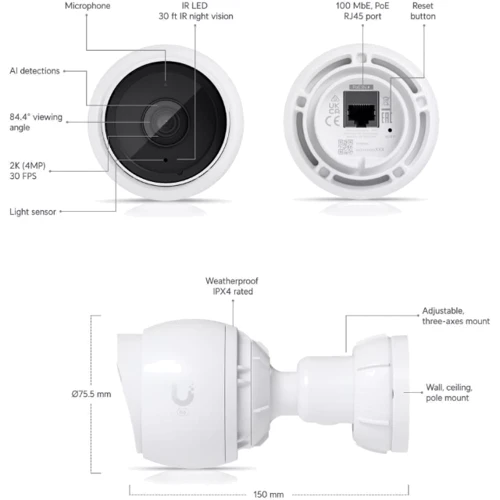 IP-камера видеонаблюдения Ubiquiti IR UVC-G5-BULLET: Тип подключения к интернету Проводное