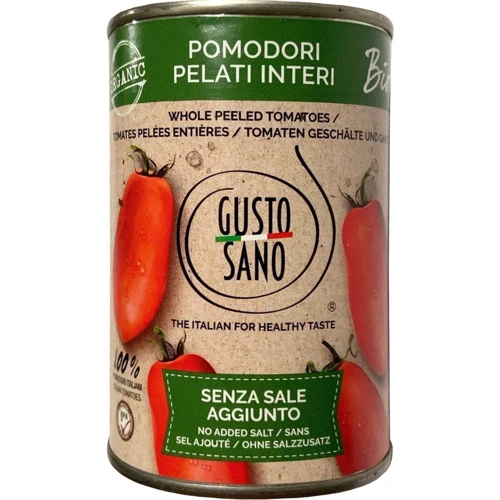 Томаты очищенные целые Gusto Sano Whole Peeled Tomatoes органические 400 г (8057733190227)