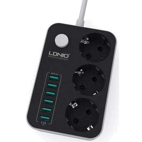 Сетевой фильтр LDNIO SE3631 Black/White: Количество розеток, шт 3