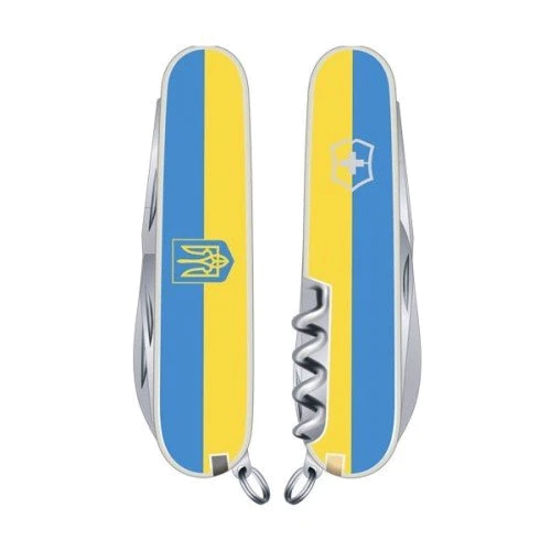 Мультитул Victorinox Spartan Ukraine 91мм / 12предметов / білий / жовто-блакитний Герб (1.3603.7R4)