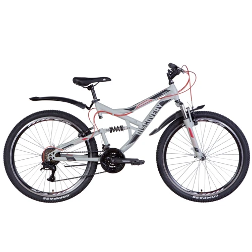Велосипед Discovery CANYON AM2 Vbr с крылом Pl 2022 ST 26" серо-черный (OPS-DIS-26-447)