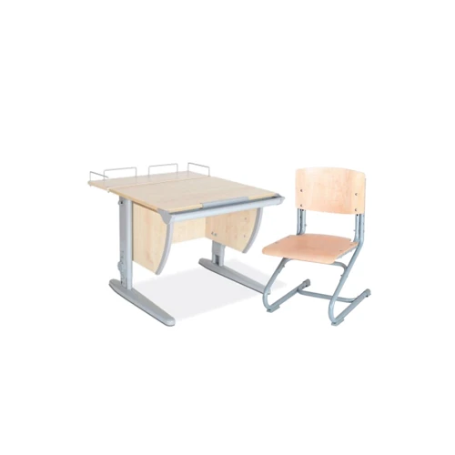 Стол универсальный трансформируемый СУТ.14-01 (75 см*88 см) + Полка задняя СУТ.14.210 + Стул СУТ.01-01 клен/серый: Возраст ребенка от 6-ти лет