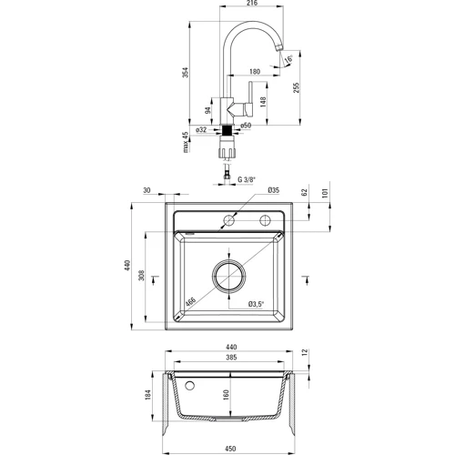 Набор для кухни Deante Zorba ZQZ_7103 + BEN_762M (ZQZA7103)