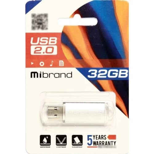 USB-флешка Mibrand 32GB Cougar USB 2.0 Silver (MI2.0/CU32P1S): Стандарт USB USB 2.0