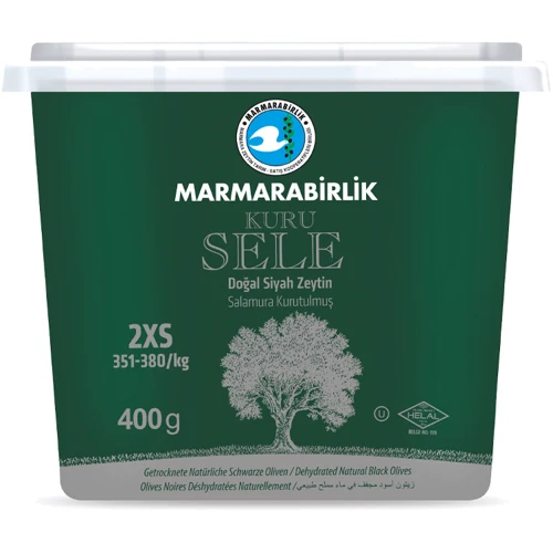 Маслины MARMARABIRLIK черные вяленые KURU SELE Sıyah Zeytın 2XS 400 г (8690103294387)