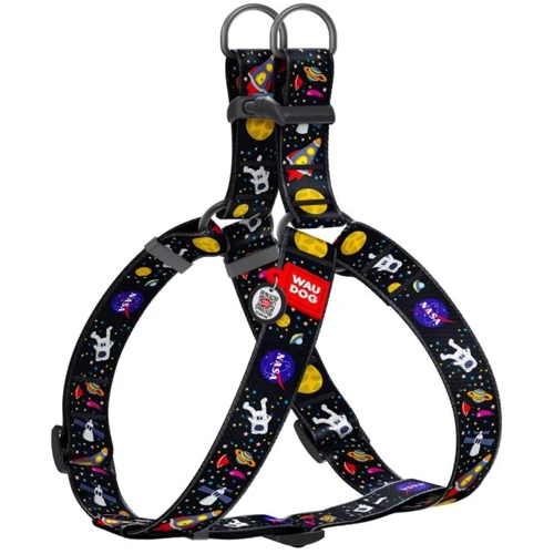 Шлея для собак WAUDOG Nylon c QR паспортом, рисунок "NASA" XL, Ш 35 мм, А=В 70-100 см (324-0047)