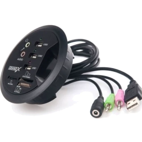 Аксессуар для ноутбуков USB хаб Grand-X + cardreader + 3,5mm audio in-out (DH-80X)