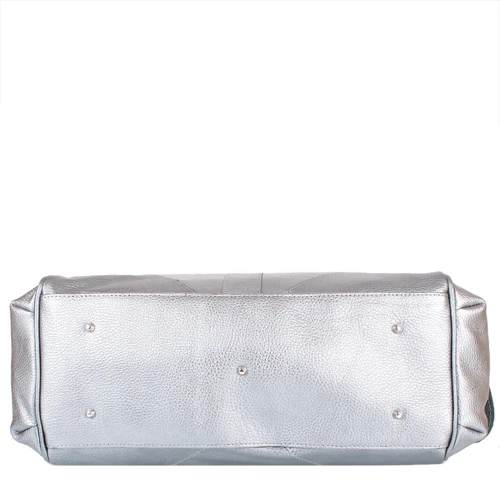 Женская сумка саквояж Laskara серебристая (LK-DM233-silver-brown): Фактура Зернистая, Матовая