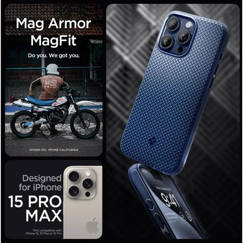 Чехол для iPhone Spigen Mag Armor MagFit Navy Blue (ACS06672) for iPhone 15 Plus: Цвет синий