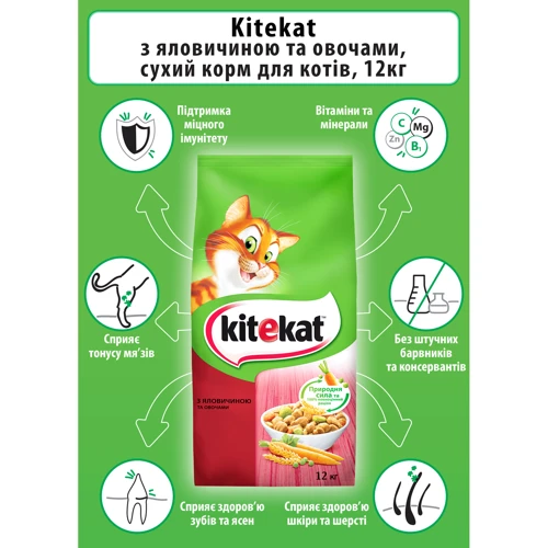 Сухой корм для котов Kitekat Говядина с овощами 12 кг (5900951013065): Класс Эконом