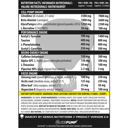 Предтренировочный комплекс Genius Nutrition Warcry 400 g/40 sevings/Strawberry Mojito: Тип Комплекс до тренировки