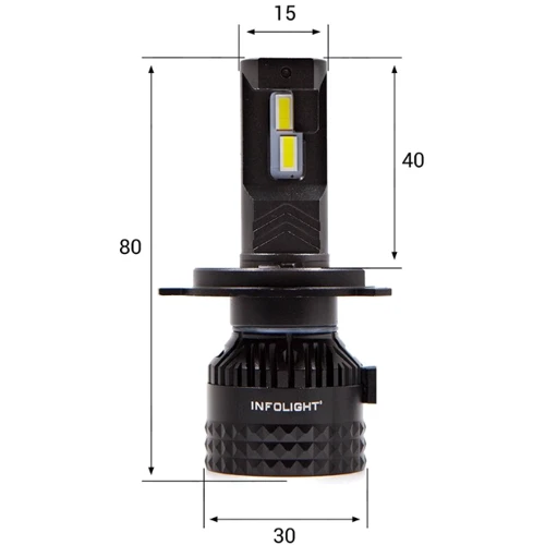 Комплект світлодіодних ламп Infolight S2 H4 60W: Головне світло Дальний свет, Ближний свет