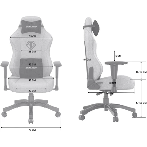 Кресло игровое Anda Seat Phantom 3 Pro Size L Black Fabric (AD18YC-06-B-F) фото 10