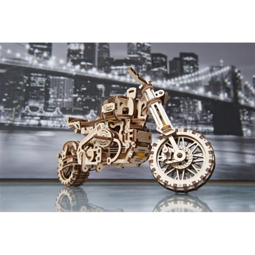 Механічний 3D пазл Ugears Мотоцикл Scramber з коляскою (6336921) фото 28
