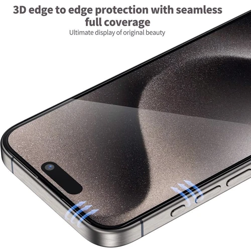 Защитное стекло для iPhone Blueo Tempered Glass Hot Bending Black for iPhone 15 Pro Max: Материалы стекло