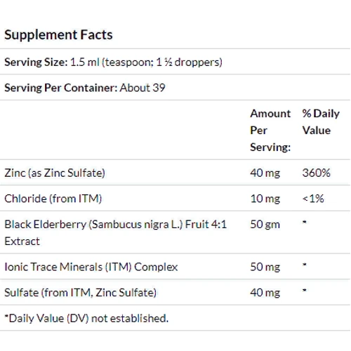 Trace Minerals Research Elderberry + Ionic Zinc, 2 fl oz (59 ml): Форма выпуска Жидкость