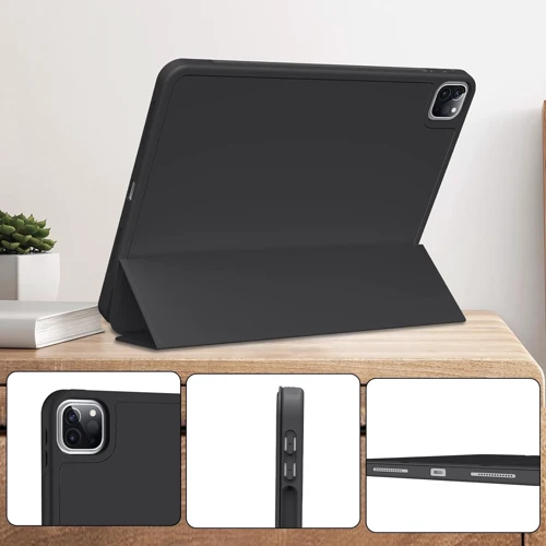 Аксесуар для iPad BeCover Tri Fold Soft TPU з Pencil Mount Black для iPad Pro 11 (2018-2022) (711109): Особливості Складывается в подставку, отделение для стилуса, Приятен на ощупь, Надежная защита от царапин и загрязнений, Стильный внешний вид, Стильный дизайн, Удобно держать в руке, режим автопробуждения/сна