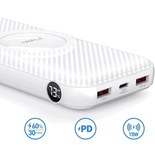 Зовнішній акумулятор iWalk Power Bank 20000mAh PowerStand Mag White (UBP20000M-WH): Кількість USB 3