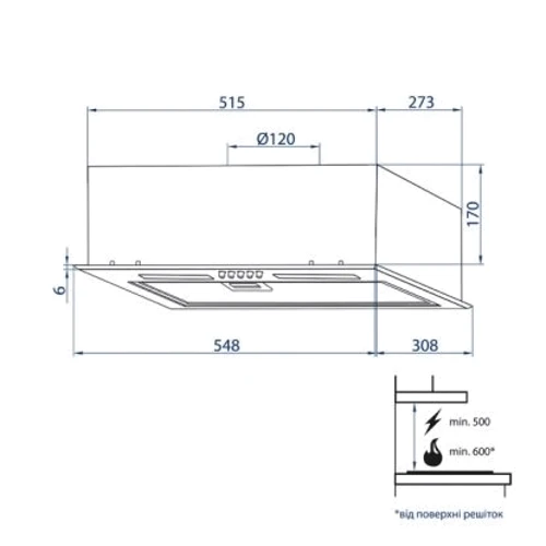 Витяжка Minola HBI 5263 WH GLASS 700 LED Line: Управління механічне
