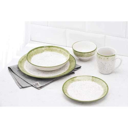 Тарілка обідня Ardesto Siena 27 см порцелянова Біло-зелений (AR2927SWG)