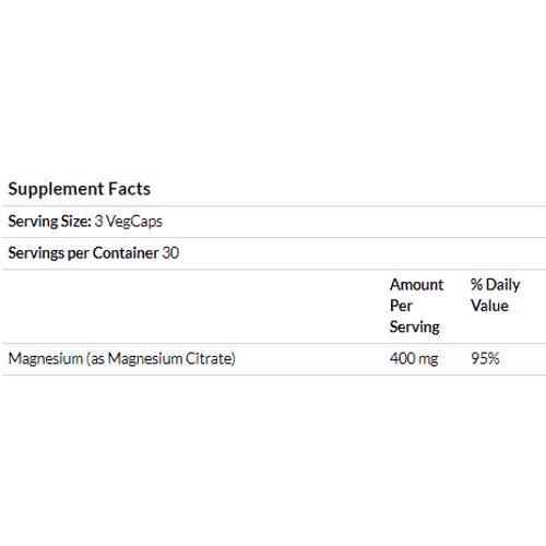 Solaray, Magnesium Citrate, 400 mg, 90 Veg Capsules (SOR46301)