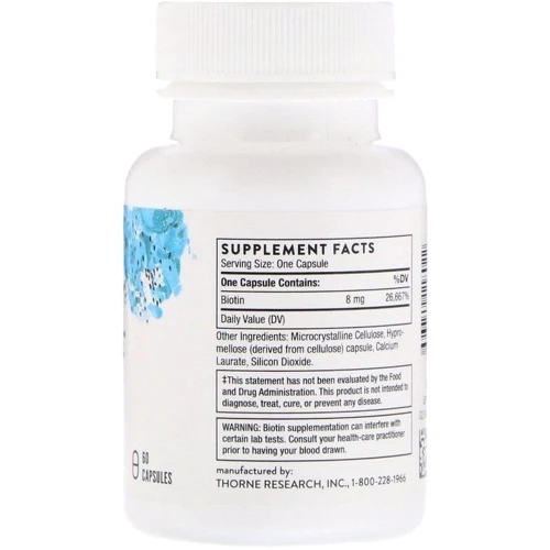 Thorne Research Biotin-8 60 Caps Биотин-8: Тип Витамин B