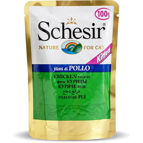 Влажный корм для котят Schesir Chicken Fillet Kitten куриное филе в желе, 100 г