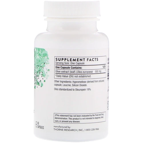 Thorne Research Olive Leaf Extract 60 Veg Caps Екстракт оливкових листя: Форма випуску капсули
