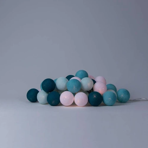 Гирлянда Cotton ball lights на 10 шаров 2,7м, Aqua: Количество ламп 10