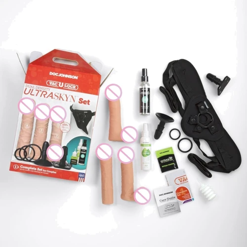 Страпон Doc Johnson Vac-U-Lock - Dual Density UltraSKYN Set