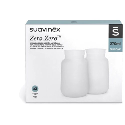 Змінний силіконовий мішечок для пляшечки Suavinex ZERO.ZERO 270 мл 2 шт. (308144): Колір белый