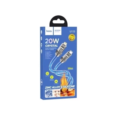 Кабель Hoco Cable USB-C to Lightning U113 Solid 3A 20W 1m Blue фото 3