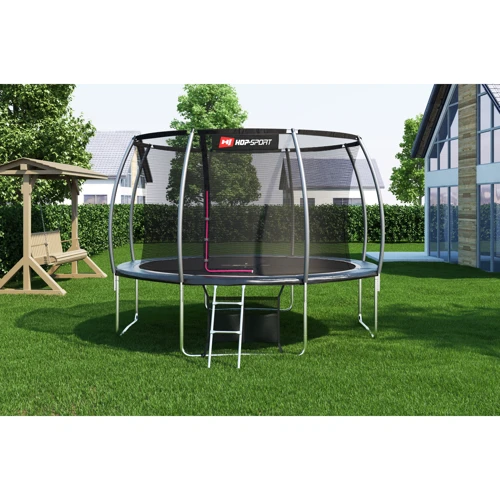 Батут Hop-Sport Premium 12 ft із чорно-сірим із внутрішньою сіткою 366 cм фото 2