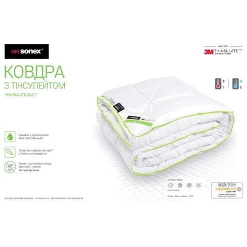 Одеяло Sonex з Тинсулейтом Aloe Vera 155х215 см белое с зеленой окантовкой (SO102039): Прошивка стеганая