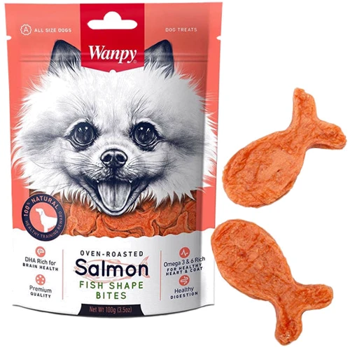 Ласощі для собак Wanpy Salmon Fish Shape Bites шматочки лосося 100 г