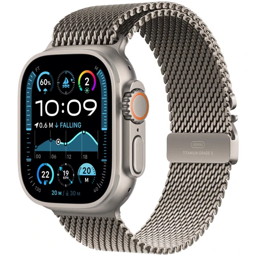 Apple Watch Ultra 2 2024 GPS + Cellular 49mm Natural Titanium Case with Natural Titanium Milanese Loop - Large (MX5T3UL/A)