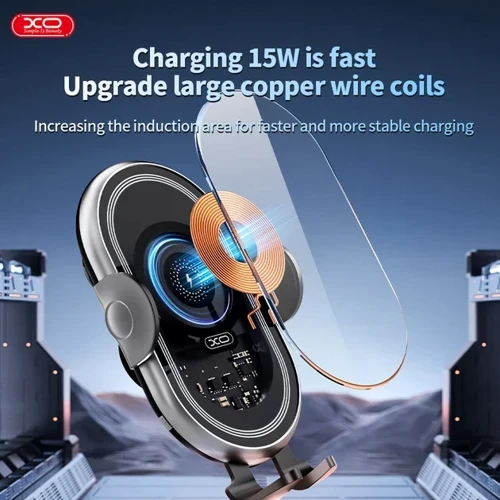 Держатель XO Car Holder WX038 Wireless Charger 15W Black фото 5